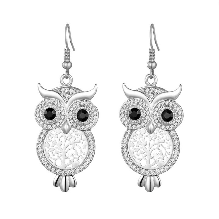 Cute Owl Earrings for Women Crystal Dangle Earrings