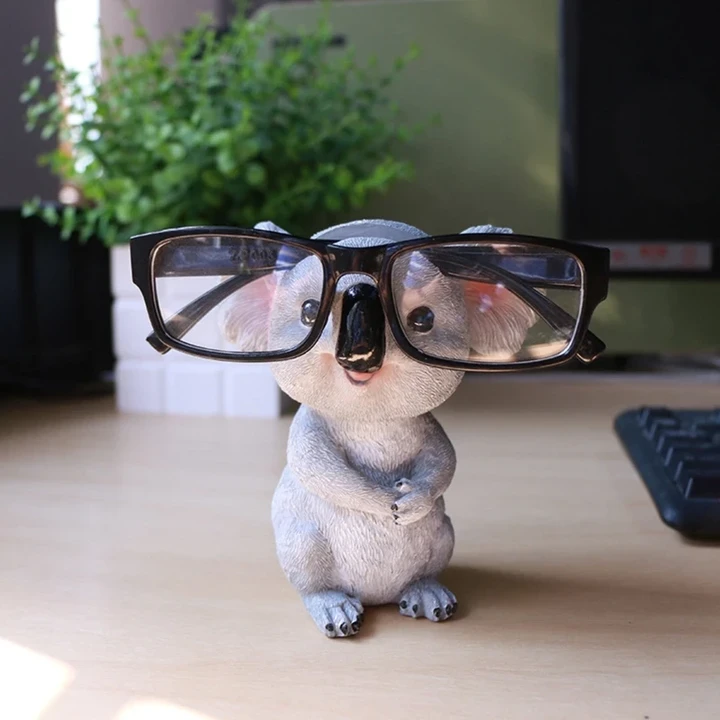 Cute Koala Figurines Glasses Holder Resin Statue Eyeglasses Pen Display Stand