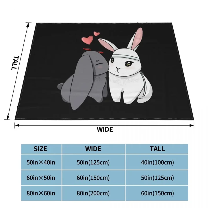 Cute Rabbits Flannel Throw Blankets Airplane Travel Bedspreads