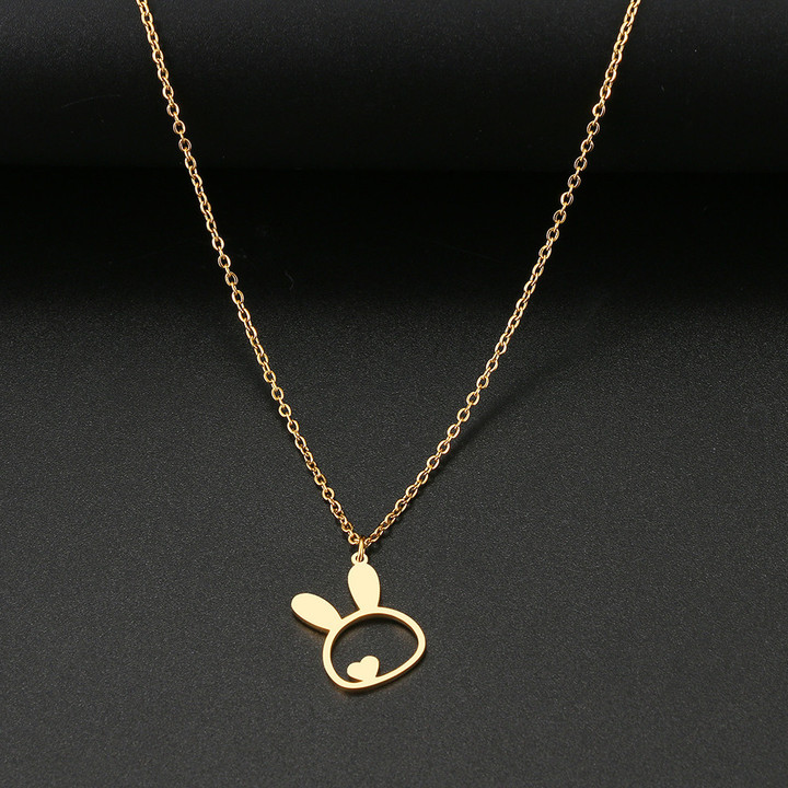 Stainless Steel Cute Bunny Heart Necklace