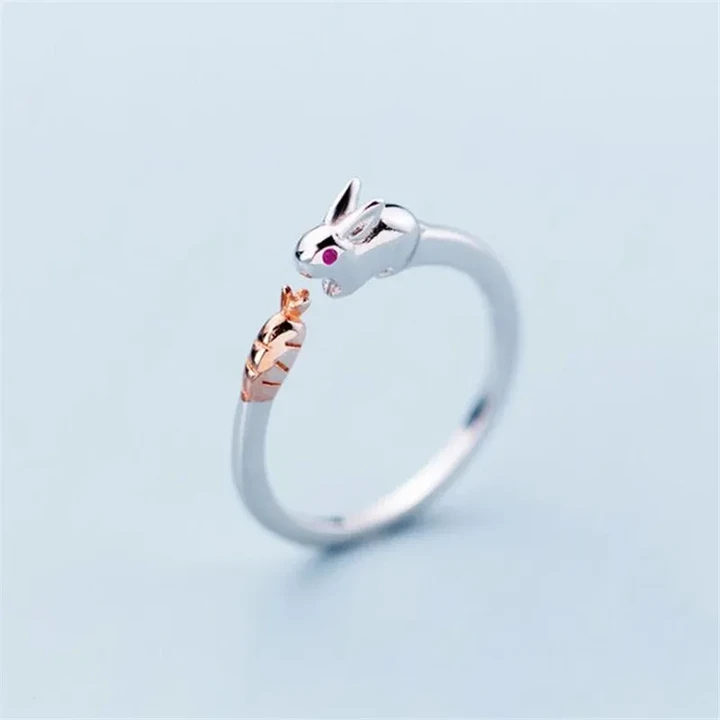 New Simple Cute Rabbit Bunny Creative Silver Plated Ring