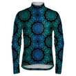 Blue Background With Round Floral Mandala And Geometric Ornament Unisex Cycling Jacket