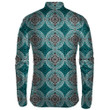 Blue And White Background With Lacy Grid Made Of Mandalas Unisex Cycling Jacket