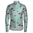 Red Cardinal Bird And Snowflake Green Background Unisex Cycling Jacket