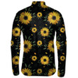Childish Hand Drawn Sunflowers With Green Leaves On Black Background Unisex Cycling Jacket