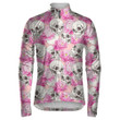 Human Skull And Beautiful Flower On Pink Background Unisex Cycling Jacket