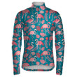 Pink Flamingos In Different Poses With Tropical Leaves Unisex Cycling Jacket
