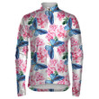 Pink Rhododendron And Blue Butterfly Background Unisex Cycling Jacket