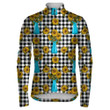 Bright Sunflowers In Tall Blue Jug On Black And White Buffalo Check Plaid Unisex Cycling Jacket