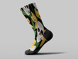 Cycling Sock - Human Skull Yellow Orchids And Tropical Leaves