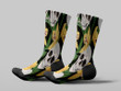 Cycling Sock - Human Skull Yellow Orchids And Tropical Leaves