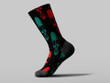 Cycling Sock - Red And Mint Human Skull On Black Background