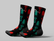 Cycling Sock - Red And Mint Human Skull On Black Background