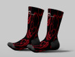 Cycling Sock - Red Outline Human Skull On Black Background
