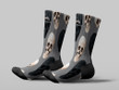Cycling Sock - White And Black Human Skull On Gray Background