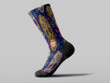Cycling Sock - Sugar Skull Mexican With Floral On Blue Background