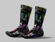 Cycling Sock - Human Skulls In Inversion And Colored Palm Leaves