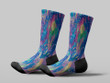 Cycling Sock - Watercolor Pink And Blue Splashes Smudges Camouflage Pattern