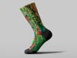 Cycling Sock - Oil Painting Wild Animals Tiger Palm Trees Green Camo Pattern
