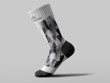 Cycling Sock - Distressed Grunge Style Triangles In Gray Camo Pattern
