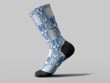 Cycling Sock - Blue And White Human Skull On Oranement Background