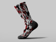 Cycling Sock - Modern White Red And Black Digital Pixel Camouflage Pattern