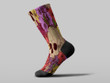 Cycling Sock - Human Skulls And Colorful Flowers