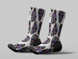 Cycling Sock - Beautiful Violet Sugar Skulls Mexican On White Background