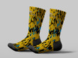 Cycling Sock - Abstract Black Blue And Yellow Camouflage Pattern