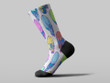 Cycling Sock - Colorful Human Skull On White Background