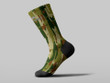 Cycling Sock - Happy Cat Silhouette Green Camo Military Pattern