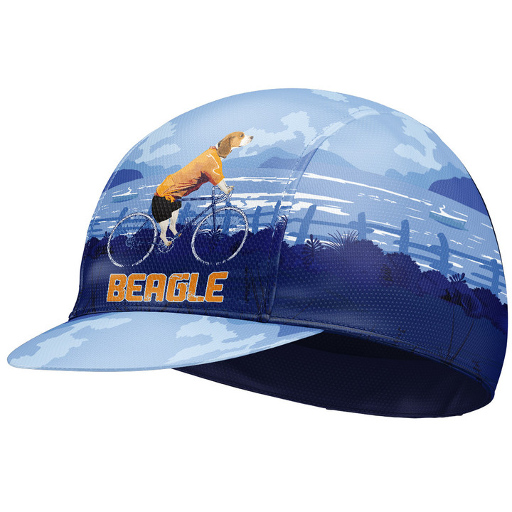 Cycling Cap Under Helmet For Men And Women Beagle With Blue Background