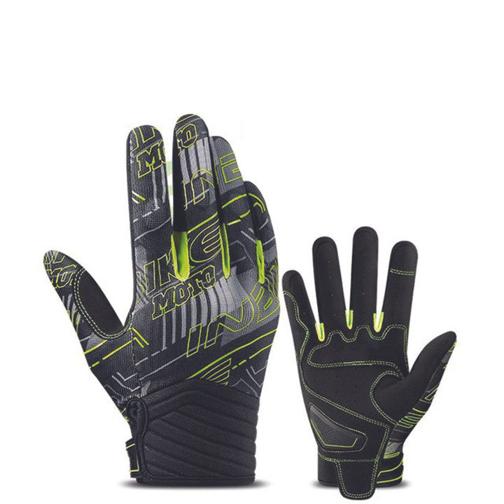 Cycling Gloves Full Finger High Elastic And Breathable Thickened And Protection For Men Women Sports With Green Color