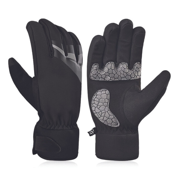 Cycling Gloves Full Finger Keep Warm To Drive Winter Sport For Men And Women Design Black Grey Color