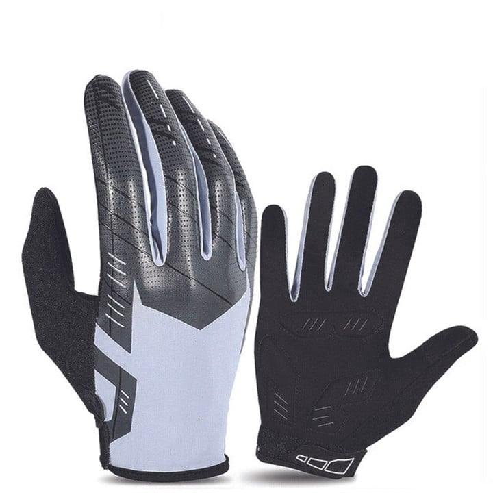 Cycling Gloves Full Finger Non-Slip Breathable Silver And White Color Design For Men And Women Sports