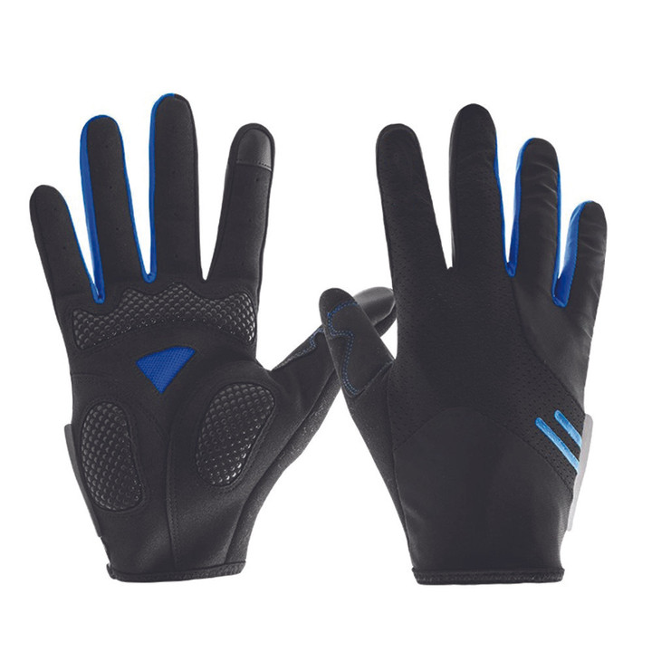 Cycling Gloves Full Finger Outdoor Protect Polyester Breathable With Black Blue Color For Men And Women