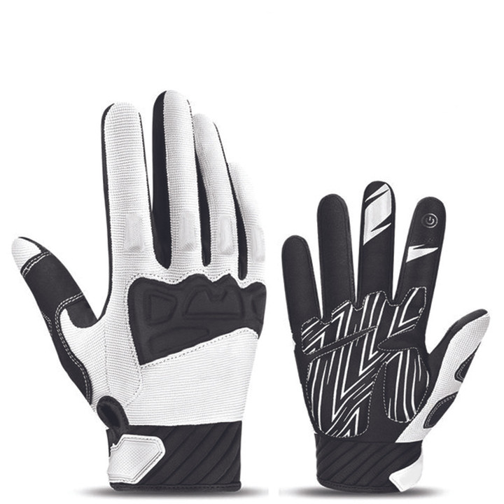 Cycling Gloves Full Finger Skate Sports Riding Road Mountain Breathable With Full White Black Color For Men And Women