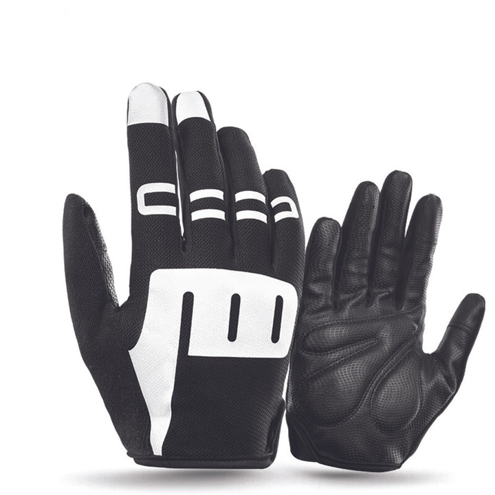 Cycling Gloves Full Finger Spring Autumn Shockproof Touchscreen For Men And Women Black White Color