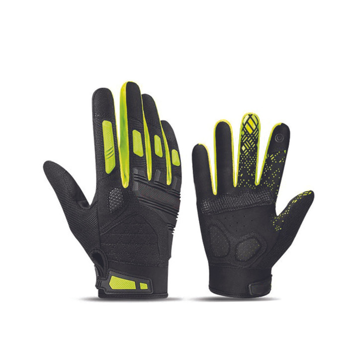 Cycling Gloves Full Finger Thickened Protection Breathable And Comfortable For Men And Women With Green Color