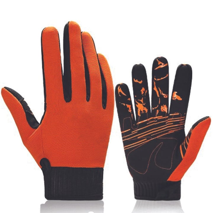 Cycling Gloves Full Finger Anti-slip Bicycle Men Women Sport With Orange Color