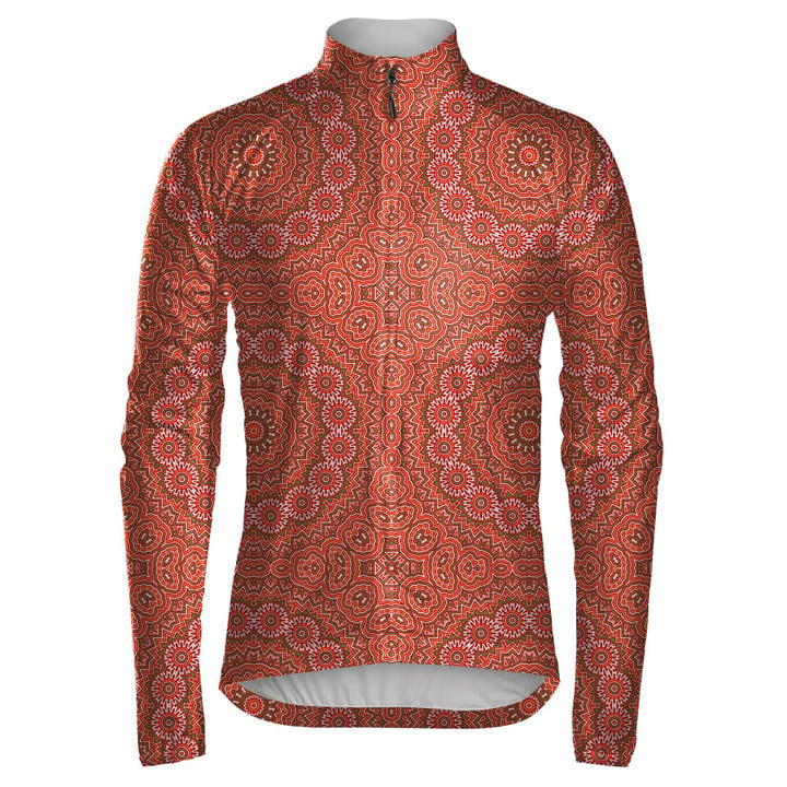 Royal Mandala Ornament With Red Round Floral Unisex Cycling Jacket