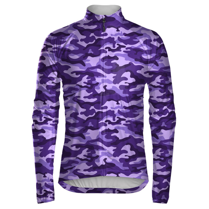 Monochrome Purple Camouflage Military Pattern Unisex Cycling Jacket
