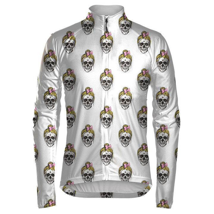 Female Human Skull With Yellow Hair And Scrunchy Unisex Cycling Jacket