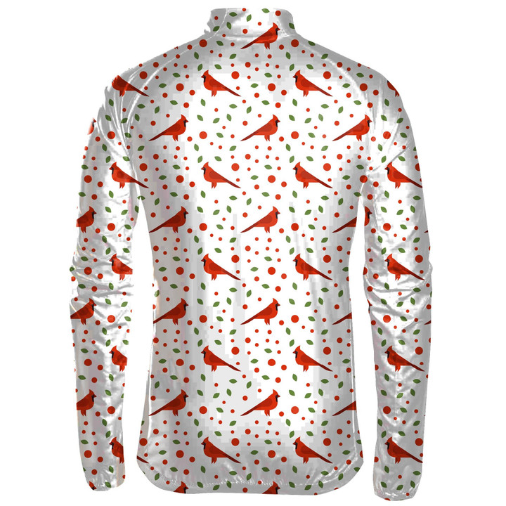 Beautiful Red Cardinal Bird And Leaves Unisex Cycling Jacket