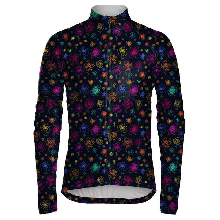 One-Line Closed Images Of Multicolor Sunflowers Unisex Cycling Jacket