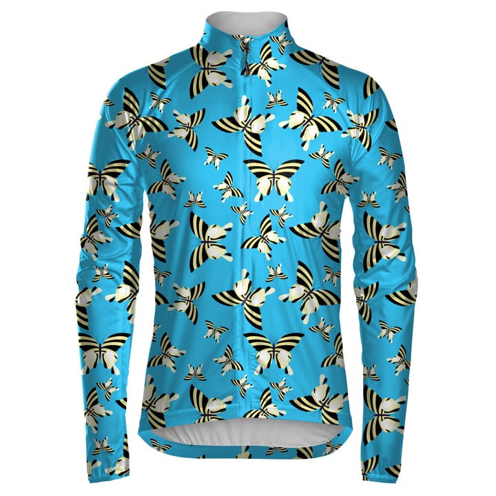 Theme Black And White Butterflies On Blue Sky Unisex Cycling Jacket