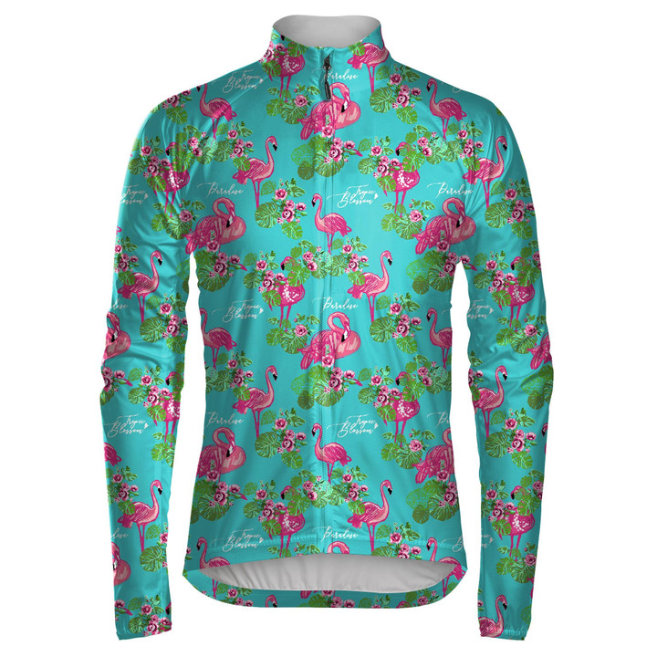 Fashionable Tropic Flamingo Palm Foliage And Flowers Unisex Cycling Jacket