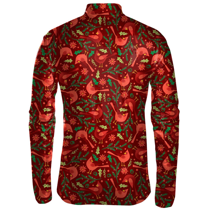 Watercolor Red Cardinal And Poinsettias Ditsy Unisex Cycling Jacket