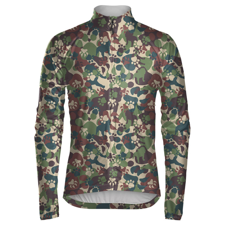 Abstract Multicolored Dog Paws Camo Military Pattern Unisex Cycling Jacket
