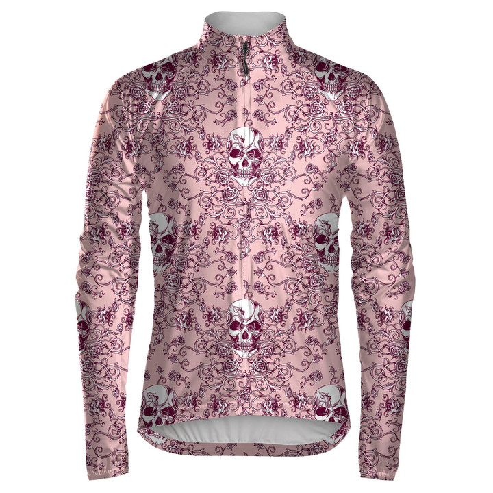 Vintage Human Skull And Roses Detailed Ornamental Elements Unisex Cycling Jacket